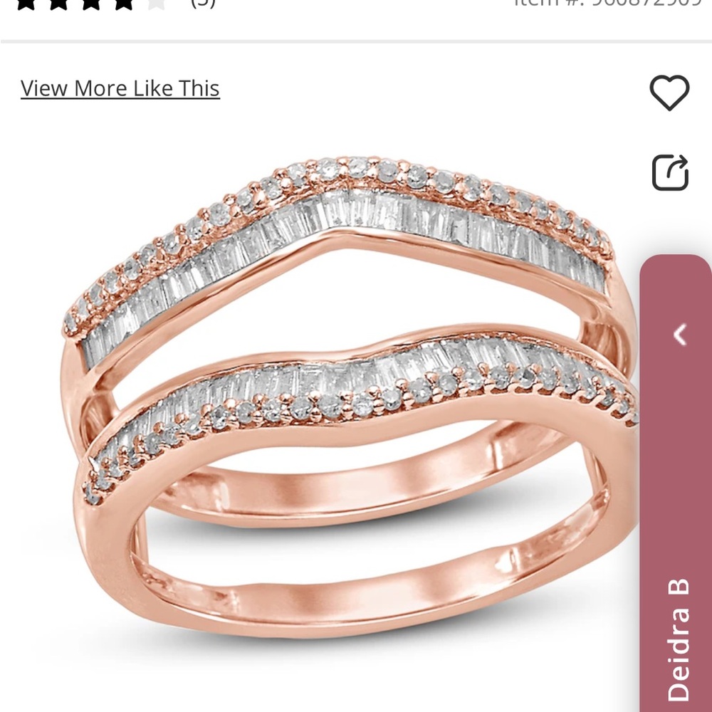 Diamond Enhancer Ring 1/2 ct tw Round/Baguette 14K Rose Gold